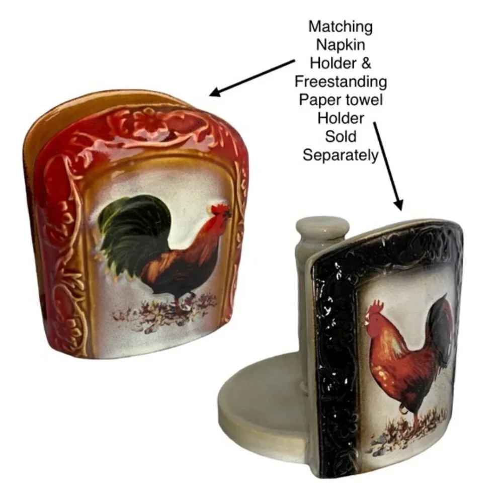 Rooster Kitchen Ceramic Artisan Accessories Functional Art Rustic Farmhouse Set